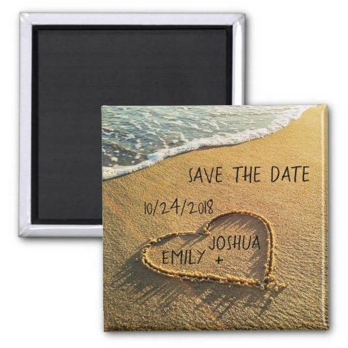 Heart in the Sand Tropical Beach Save the Date Magnet