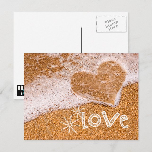 Heart in the Sand. Valentine's Day  Holiday Postcard (Front/Back)