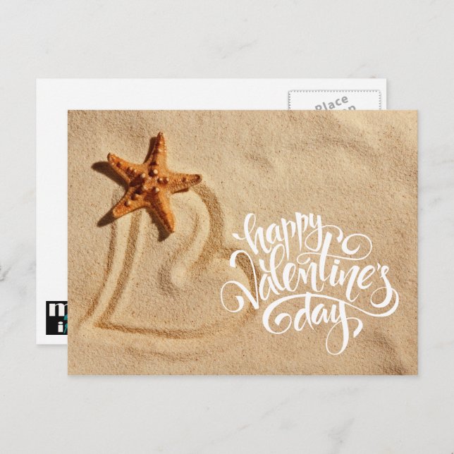 Heart in the Sand. Valentine's Day Postcards (Front/Back)