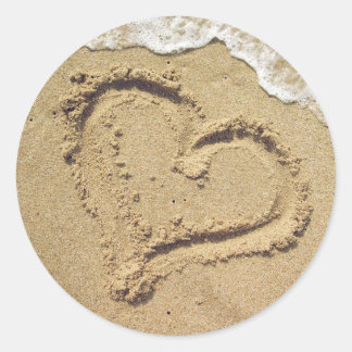 Heart in the Sand Wedding Stickers