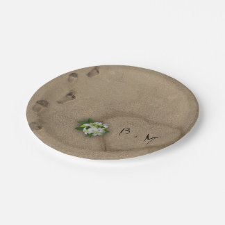 Heart in the Sand with Initials Paper Plates