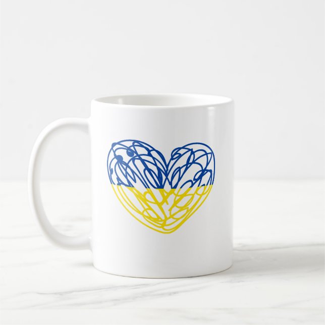Heart in Ukrainian flag colors. Ukraine Coffee Mug (Left)