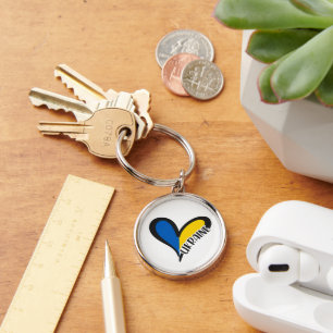 Heart in Ukrainian flag colors. Ukraine Keychain