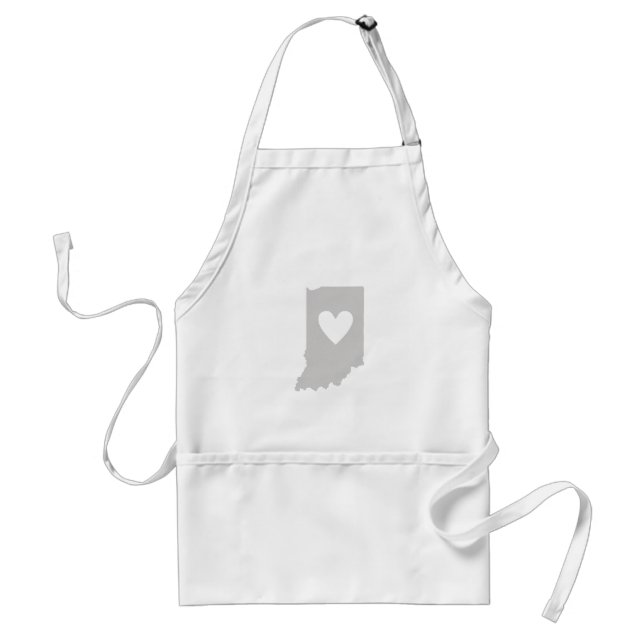 Heart Indiana Shaped Grey Indianan Love Hoosier Adult Apron (Front)