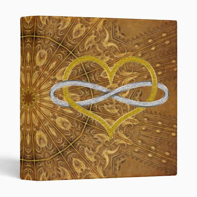 Heart Infinity Gold Silver 3 Ring Binder (Front/Spine)