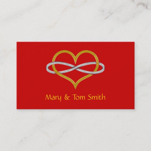 Heart Infinity Gold Silver Business Card