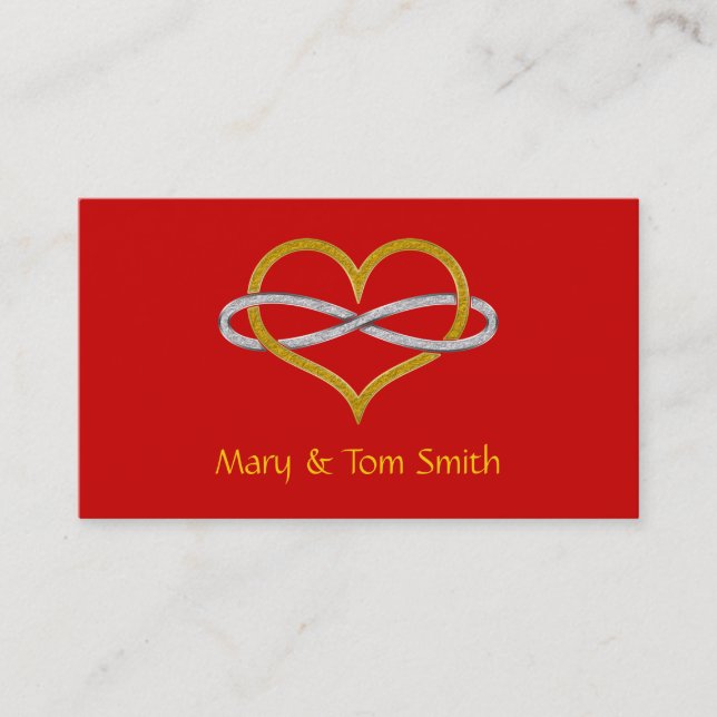 Heart Infinity Gold Silver Business Card (Front)