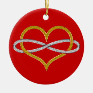 Heart Infinity Gold Silver Ceramic Ornament