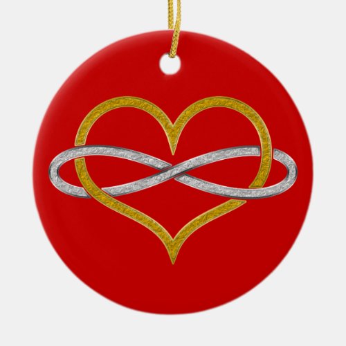 Heart Infinity Gold Silver Ceramic Ornament