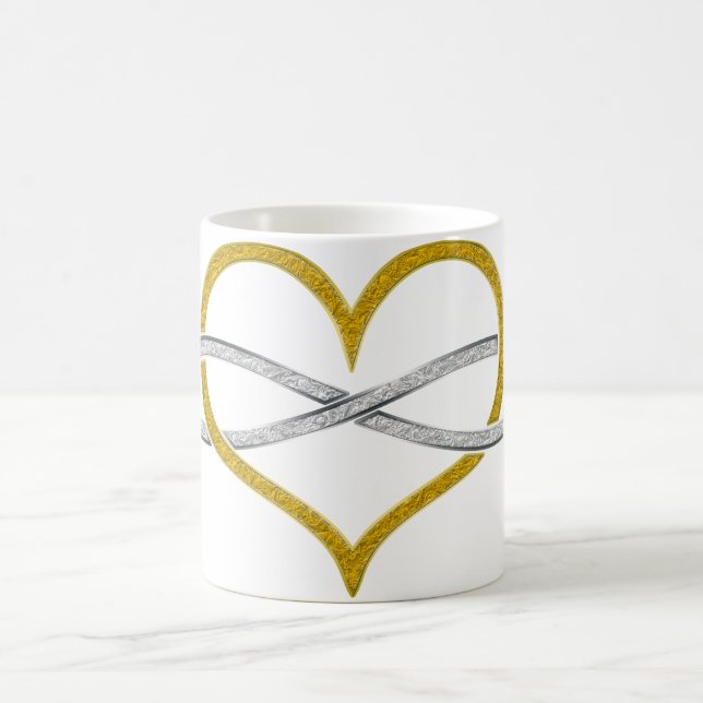 Heart Infinity Gold Silver Coffee Mug (Center)