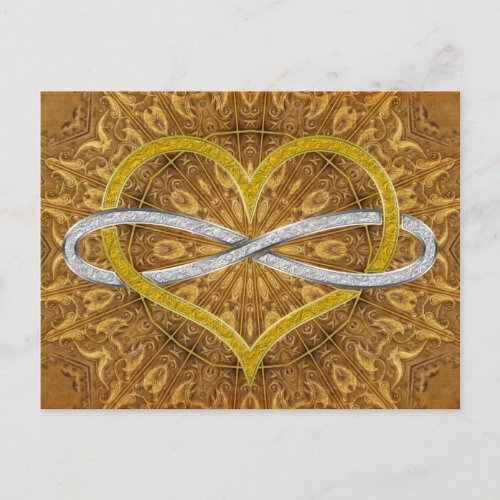 Heart Infinity Gold Silver Postcard