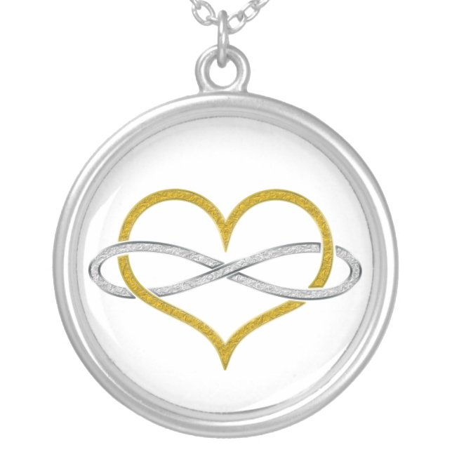 Heart Infinity Gold Silver Silver Plated Necklace (Front)