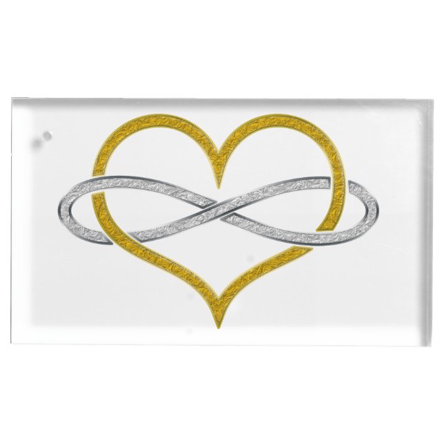 Heart Infinity Gold Silver Table Card Holder (Front)