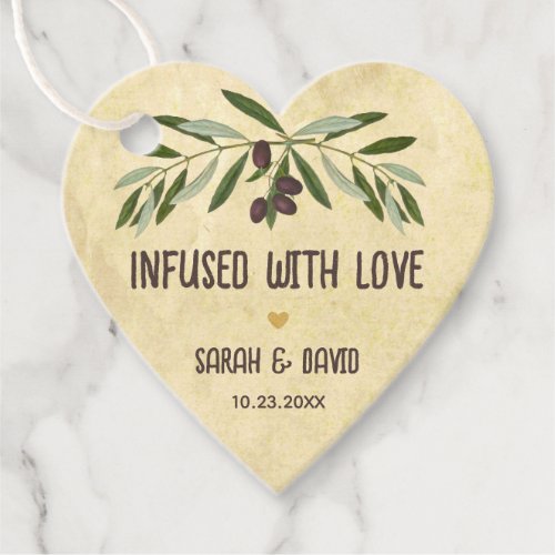 Heart Infused with Love  Olive Oil Rustic Wedding Favor Tags