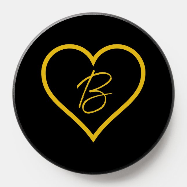 Heart Initial Custom Initial Letter Personalized PopSocket (Popsocket)