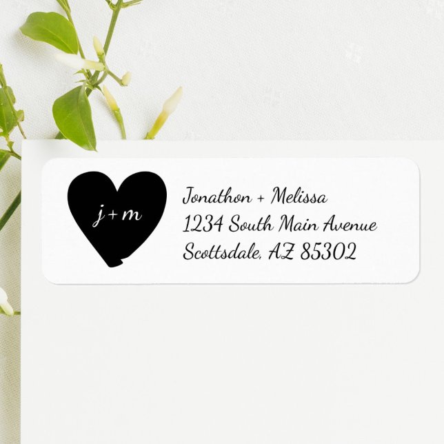 Heart Initials Wedding Invitation Return Address Label (Creator Uploaded)