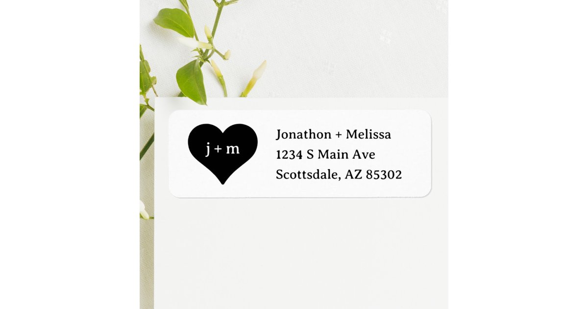 Heart Initials Wedding Invitation Return Address Label | Zazzle