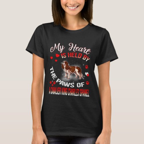 Heart Is Held By The Paws Of A Cavalier King Charl T_Shirt