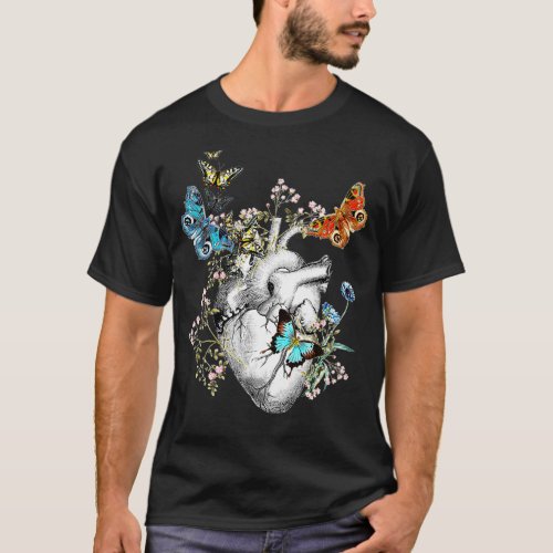 heart is in spring love and flowers and butterflie T_Shirt