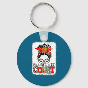 Heart is on that court basketball leopard baske t keychain