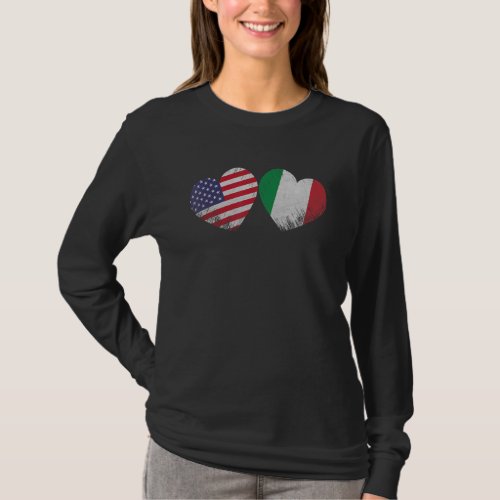 Heart Italian American Flag Patriotic Family Herit T_Shirt