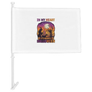 Heart Its Always Halloween Witch Cauldron Tree Moo Car Flag