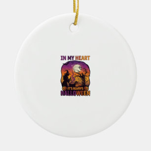 Heart Its Always Halloween Witch Cauldron Tree Moo Ceramic Ornament