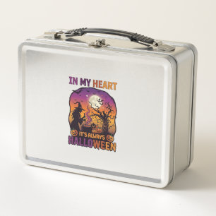 Heart Its Always Halloween Witch Cauldron Tree Moo Metal Lunch Box