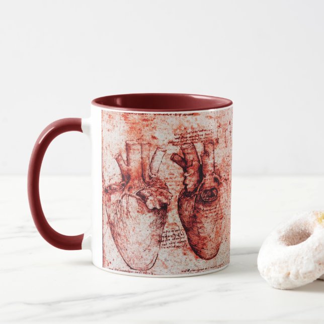 Heart, Its Blood Vessels ,Cardiologist Medical Red Mug (With Donut)