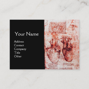 Heart, Its Blood Vessels,Cardiologist Monogram Red Business Card