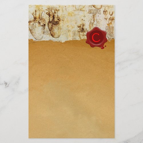 HEART  ITS BLOOD VESSELS RED WAX SEAL PARCHMENT STATIONERY