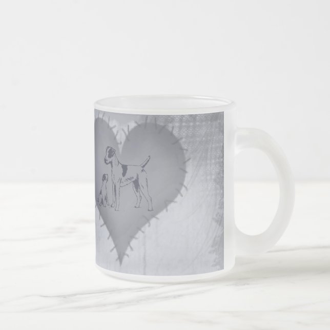 Heart Jack Russel Frosted Glass Coffee Mug (Right)