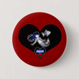 Heart Japan Mermaid Pinback Button