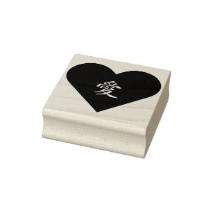 Heart Japanese Kanji Love Ai Valentines Day Wood Rubber Stamp