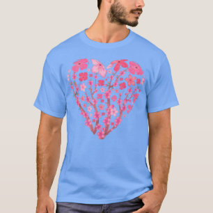 Heart Japanese Sakura Pink Flower Pretty Cherry Bl T-Shirt