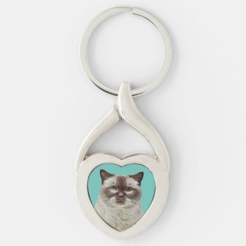 Heart Keychain  British Shorthair Cat