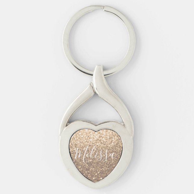 Heart Keychain Glitter Personalized Name (Front)