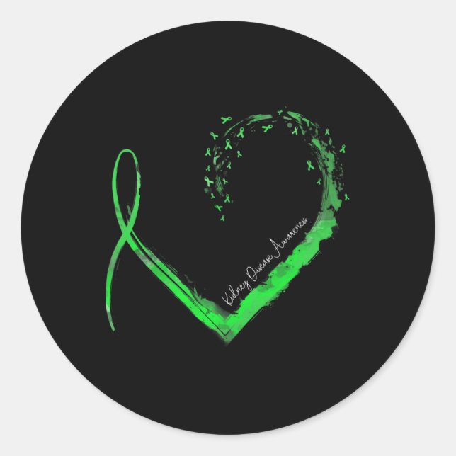 Heart Kidney Disease Awareness  Classic Round Sticker (Front)