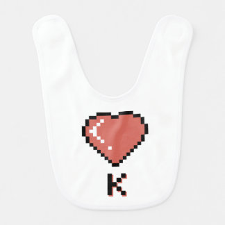 Heart King black outline Baby Bib