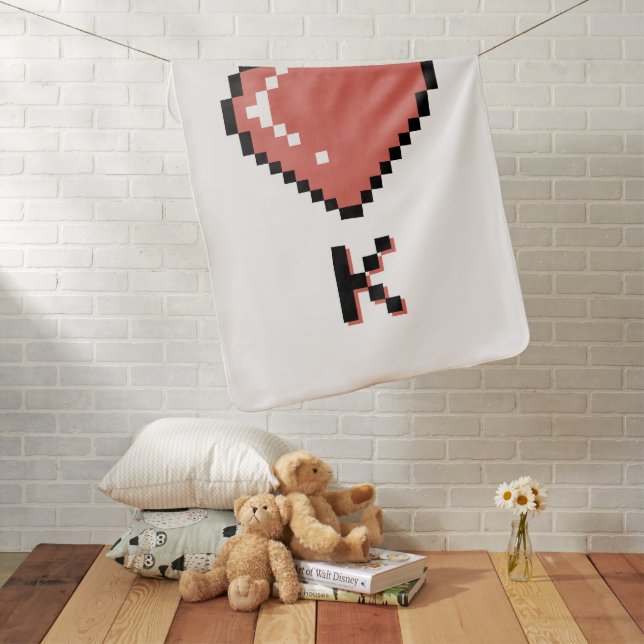 Heart King black outline Baby Blanket (In Situ)