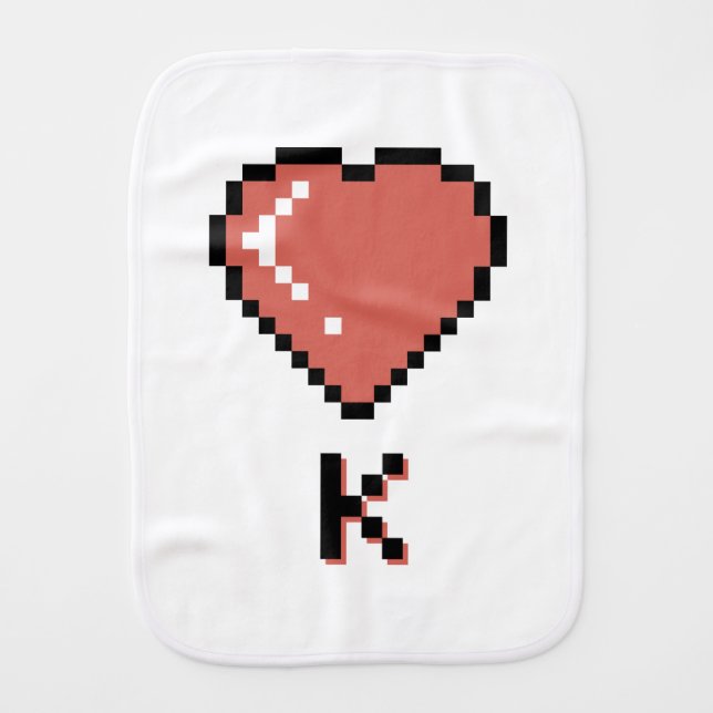 Heart King black outline Baby Burp Cloth (Front)