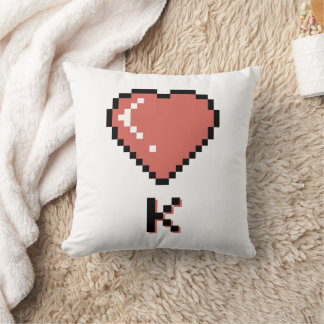 Heart King black outline Throw Pillow