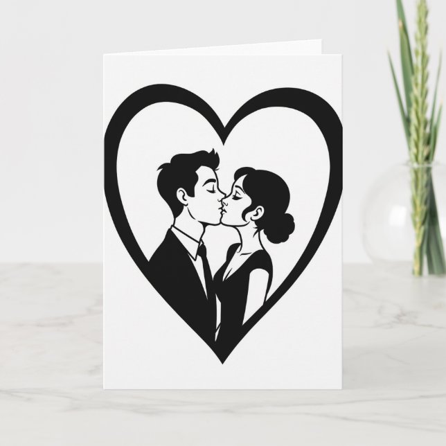 Heart Kiss Couple Love Card (Front)