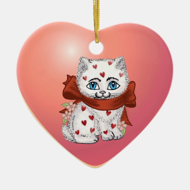 Heart Kitten ornament (Front)