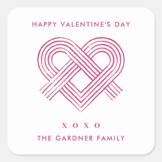 Heart Knot Valentine's Day Sticker - Magenta (Front)