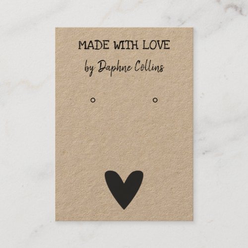 Heart Kraft Paper Made With Love Earring Display Business Card