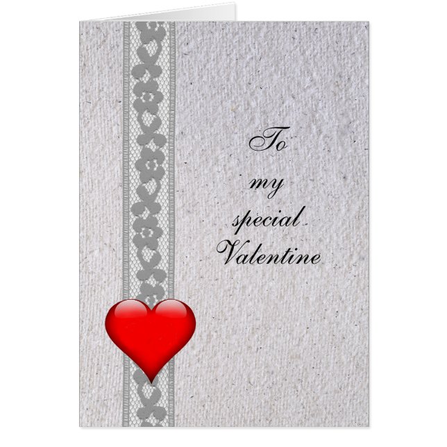 Heart & Lace, My Special Valentine, personalize Cards (Front)