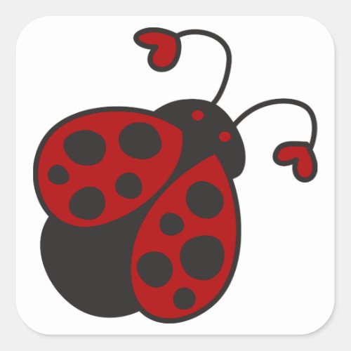 Heart Ladybug Square Sticker