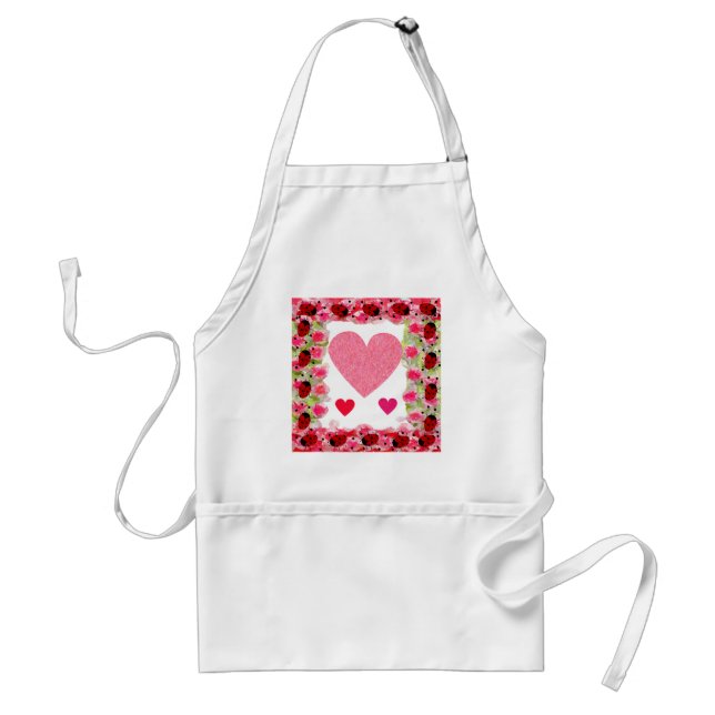 Heart Ladybugs Adult Apron (Front)