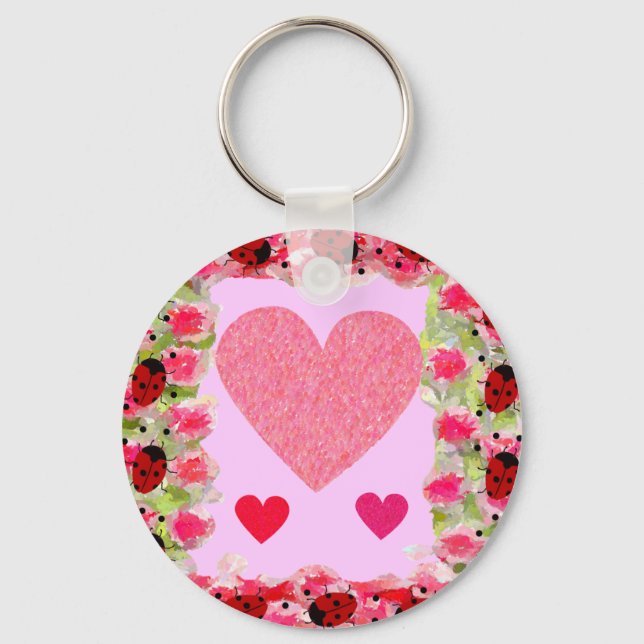 Heart Ladybugs Keychain (Front)